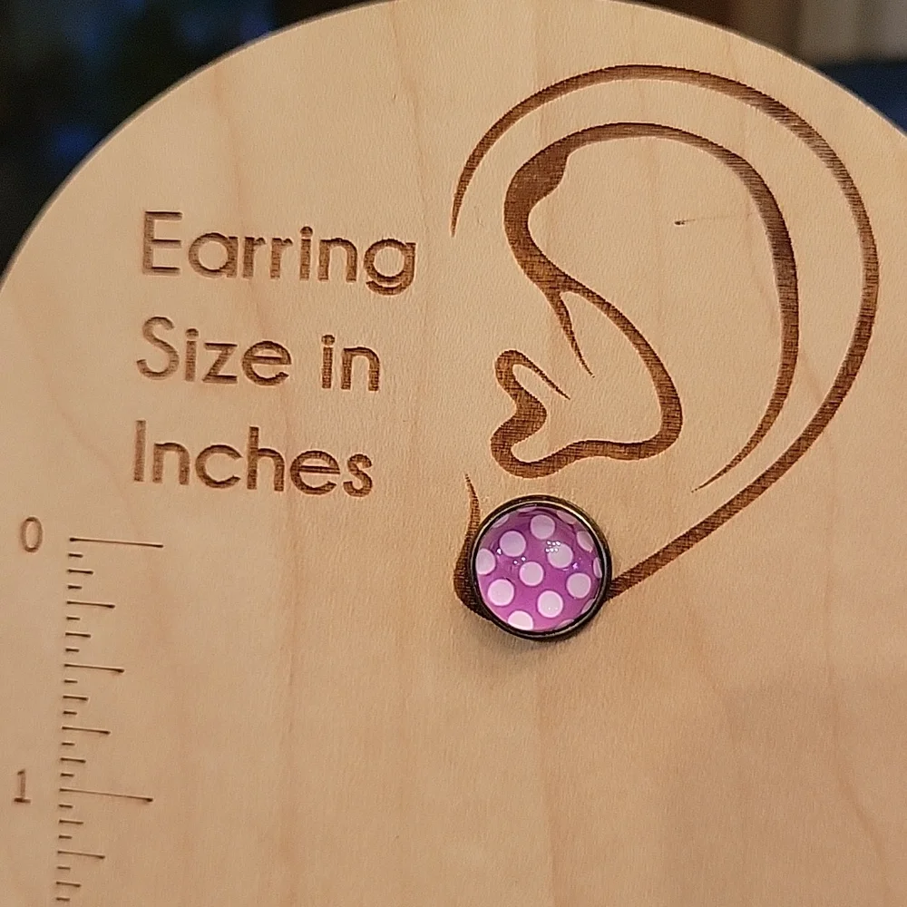 Polka Dot Gumdrop Stud Earrings - Picture 3 of 6